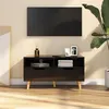 Image de vidaXL Meuble TV noir brillant 90x40x48,5 cm bois d'ingénierie326784