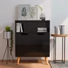 Image de vidaXL Buffet noir brillant 60x30x72 cm bois d'ingénierie326829