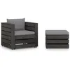 Image de vidaXL Salon de jardin 2 pcs avec coussins Bois imprégné de gris3068145