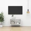 Image de vidaXL Meuble TV mural Blanc 37x37x72 cm Bois d’ingénierie