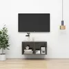 Image de vidaXL Meuble TV mural Gris brillant 37x37x72 cm Bois d’ingénierie