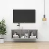 Image de vidaXL Meuble TV mural Gris béton 37x37x107 cm Aggloméré