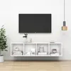 Image de vidaXL Meuble TV mural Blanc 37x37x142,5 cm Bois d’ingénierie