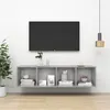 Image de vidaXL Meuble TV mural Gris béton 37x37x142,5 cm Aggloméré