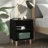 Image de vidaXL Tables de chevet avec pieds en bois 2 pcs Noir 40x30x50 cm805782