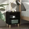 Image de vidaXL Tables de chevet avec pieds en bois 2 pcs Noir 40x30x50 cm