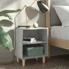 Image de vidaXL Tables de chevet avec pieds en bois 2 pcs Gris béton 40x30x50cm805788