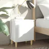 Image de vidaXL Table de chevet avec pieds en bois massif Blanc 40x30x50 cm