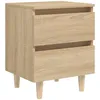 Image de vidaXL Cabinet De Lit Avec Pieds En Pin Massif 2 Tiroirs Chêne Sonoma 40x35x50 Cm