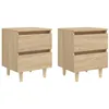 Image de vidaXL Tables de chevet pieds en pin 2 pcs chêne sonoma 40x35x50 cm805858