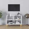 Image de vidaXL Meuble TV avec pieds en bois massif Blanc 69,5x30x50 cm805923