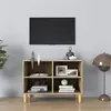 Image de vidaXL Meuble TV avec pieds en bois massif Chêne sonoma 69,5x30x50 cm805926