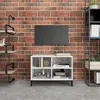 Image de vidaXL Vidaxl Meuble Tv Avec Pieds En Métal Blanc Brillant 69,5x30x50 Cm