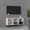 Image de vidaXL Meuble TV avec pieds en métal Blanc 103,5x30x50 cm