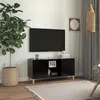 Image de vidaXL Meuble TV avec pieds en bois massif Noir 103,5x35x50 cm805960