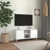 Image de vidaXL Meuble TV avec pieds en bois Blanc brillant 103,5x35x50 cm805965