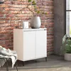 Image de vidaXL Buffet 60 x 35 x 70 cm bois contreplaqué blanc Pieds en métal 2 portes Style industriel