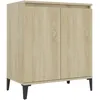 Image de vidaXL Buffet 60x35x70 Cm Chêne Sonoma Bois Contreplaqué Pieds En Métal 2 Portes Rangement