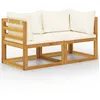 Image de Vidaxl Banc De Jardin Ã 2 Places Avec Coussins Blanc CrÃ¨me