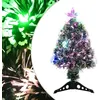 Image de vidaXL Arbre de Noël pré-éclairé vert et blanc 64 cm fibre optique
