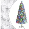 Image de vidaXL Arbre de Noël artificiel pré-éclairé blanc 150 cm fibre optique