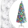 Image de vidaXL Arbre de NoÃ«l artificiel prÃ©-Ã©clairÃ© blanc 210 cm fibre optique