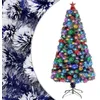 Image de vidaXL vidaXL Arbre de Noël artificiel pré-éclairé blanc/bleu fibre optique