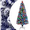 Image de vidaXL Arbre de NoÃ«l artificiel prÃ©-Ã©clairÃ© blanc/bleu fibre optique