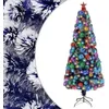 Image de vidaXL Arbre de NoÃ«l artificiel prÃ©-Ã©clairÃ© blanc/bleu fibre optique