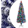 Image de vidaXL Arbre de Noël artificiel pré-éclairé blanc/bleu fibre optique