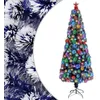 Image de vidaXL Arbre de NoÃ«l artificiel prÃ©-Ã©clairÃ© blanc/bleu fibre optique