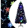 Image de vidaXL Sapin de Noël et flocons de neige LED Noir 150 cm Fibre optique