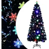 Image de vidaXL vidaXL Sapin de Noël et flocons de neige LED Noir 180 cm Fibre optique