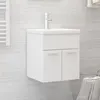 Image de vidaXL Armoire d'évier avec lavabo intégré Blanc Aggloméré