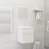 Image de vidaXL Ensemble de meubles de salle de bain Blanc brillant AgglomÃ©rÃ©