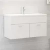 Image de vidaXL Armoire d'évier avec lavabo intégré Blanc Aggloméré