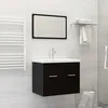 Image de vidaXL Ensemble de meubles de salle de bain Noir AgglomÃ©rÃ©