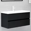 Image de vidaXL Armoire d'évier avec lavabo intégré Noir Bois d'ingénierie3071559