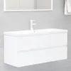 Image de vidaXL Armoire d'évier avec lavabo intégré Blanc Aggloméré