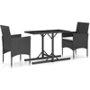 Image de vidaXL Vidaxl Ensemble De Salle À Manger De Jardin 3 Pcs Noir