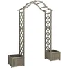 Image de vidaXL Pergola De Jardin Avec Bac À Plantes & Treillis Gris Bois De Sapin Massif