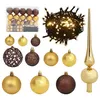 Image de vidaXL Set de boules de Noël avec pic et 150 LED 61 pcs Doré et bronze330095