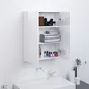 Image de vidaXL Armoire à miroir de salle de bain 60x15x75cm MDF Blanc brillant