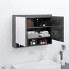 Image de vidaXL Armoire à miroir de salle de bain 80x15x60 cm MDF Gris brillant331533