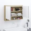Image de vidaXL Cabinet De Miroir De Salle De Bain Résistant À L'humidité 80x15x60 Cm Blanc Et Chêne