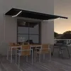 Image de vidaXL Auvent automatique et capteur de vent/LED 500x300 cm Anthracite