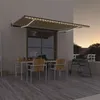 Image de vidaXL Auvent automatique capteur de vent/LED 500x300cm Jaune et blanc