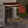 Image de vidaXL Auvent manuel rétractable avec store LED 4x3 m Orange et marron