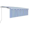 Image de vidaXL Vidaxl Auvent Automatique Avec Capteur De Vent Led 4x3 M Bleu Et Blanc
