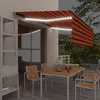 Image de vidaXL Auvent manuel rétractable avec store LED 4x3 m Orange et marron